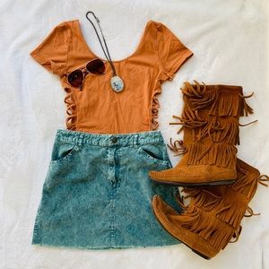 Forever 21 Corduroy Green Mini Skirt